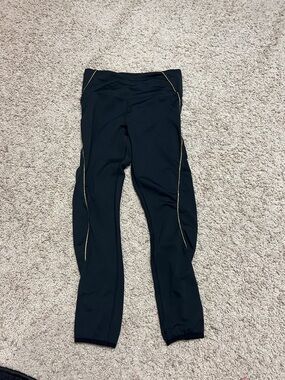 Zyia Black Athletic Leggings with Gold Accent